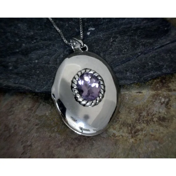 SS Oval Amethyst Locket Necklace Vulcan's Forge LLC KANSAS CITY, MO