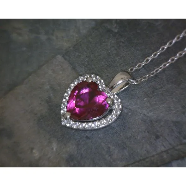 SS Heart Ruby W Sapphire Halo Necklace Vulcan's Forge LLC KANSAS CITY, MO