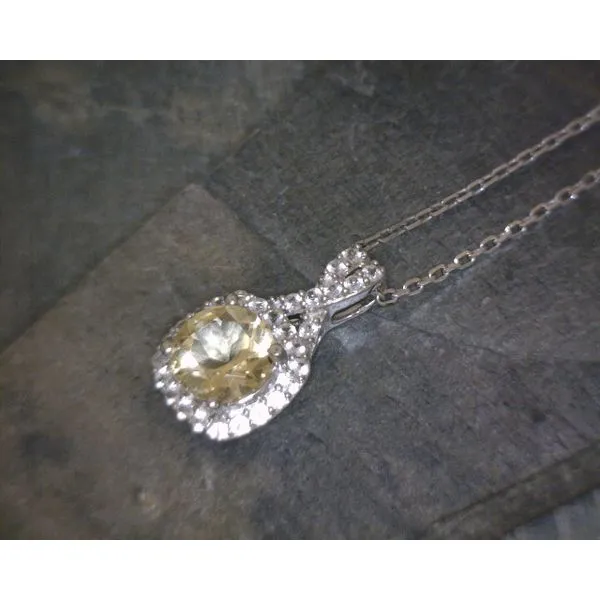 SS Round Citrine W White Sapphire Accent Halo Necklace Vulcan's Forge LLC KANSAS CITY, MO