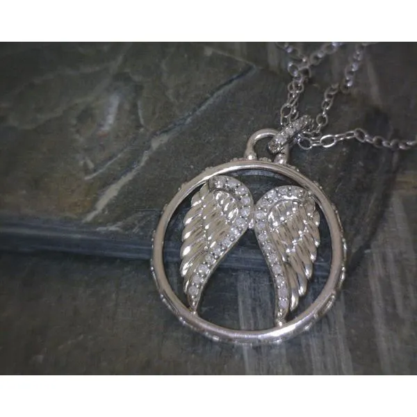 SS Wings In a circle W/ .11CTW Diamond Accent Necklace Vulcan's Forge LLC KANSAS CITY, MO