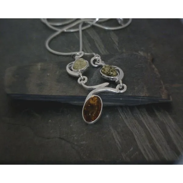 SS BZ Multi Color  Amber W/ Metal Accent Necklace Vulcan's Forge LLC KANSAS CITY, MO