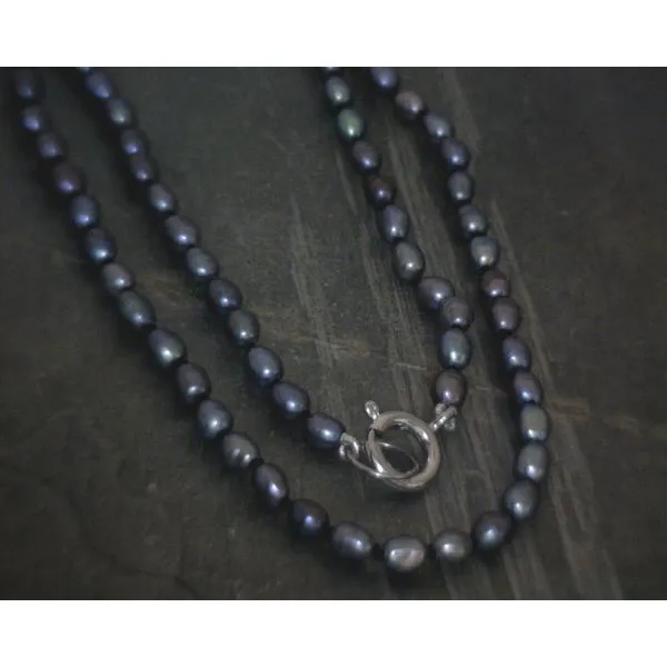 SS Small Knotted Black Pearl Strand Necklace Vulcan's Forge LLC KANSAS CITY, MO