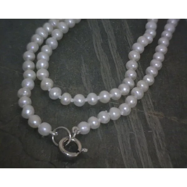 SS Small Knotted White Pearl Strand Necklace 16'' Vulcan's Forge LLC KANSAS CITY, MO