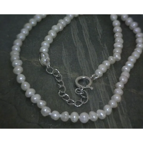 SS Small Knotted Round White Pearl Adjustable Strand Necklace 16'' Vulcan's Forge LLC KANSAS CITY, MO