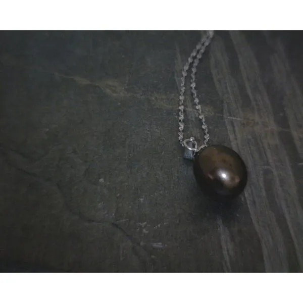 SS Black Pearl Drop Necklace 18'' Vulcan's Forge LLC KANSAS CITY, MO