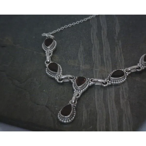 SS Faceted Teardrop Ruby Decorative BZ Necklace ''18 Vulcan's Forge LLC KANSAS CITY, MO