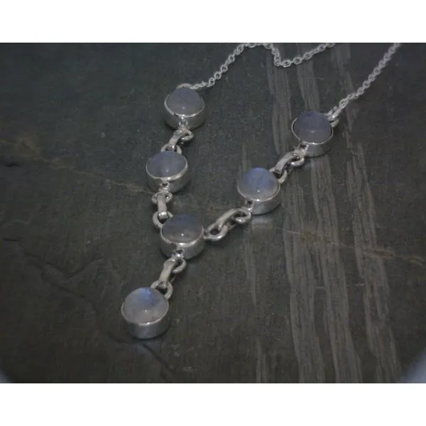 SS Bz Cab Round Moonstone Necklace ''18 Vulcan's Forge LLC KANSAS CITY, MO