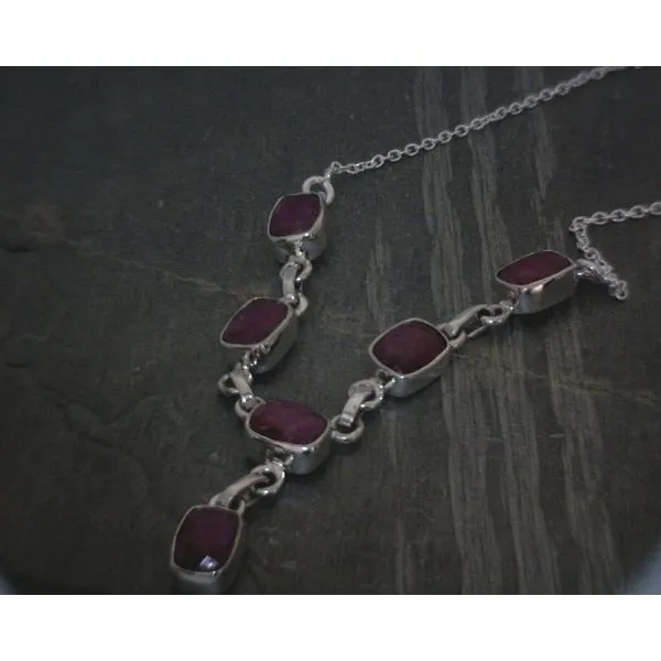SS Bz Faceted Rectangle Ruby Necklace Vulcan's Forge LLC KANSAS CITY, MO