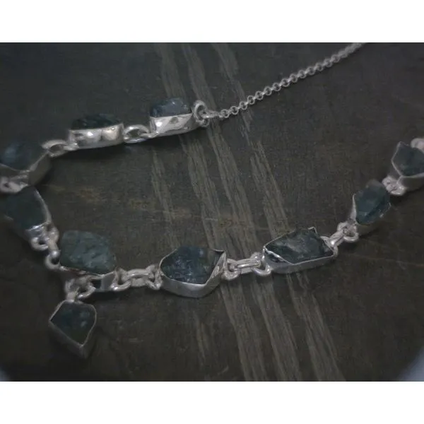 SS BZ Freeform Raw Apatite Necklace Vulcan's Forge LLC KANSAS CITY, MO