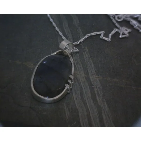 SS Bz Cab Oval Labradorite Necklace Vulcan's Forge LLC KANSAS CITY, MO