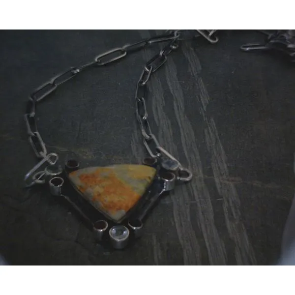 SS Bz Triangle Bumblebee Jasper W Garnet & Aquamarine Vulcan's Forge LLC KANSAS CITY, MO