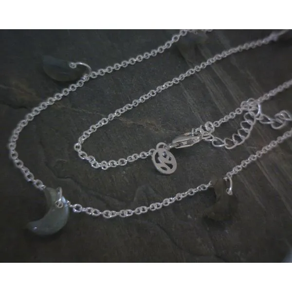 SS Labradorite Moon Charm Necklace Vulcan's Forge LLC KANSAS CITY, MO
