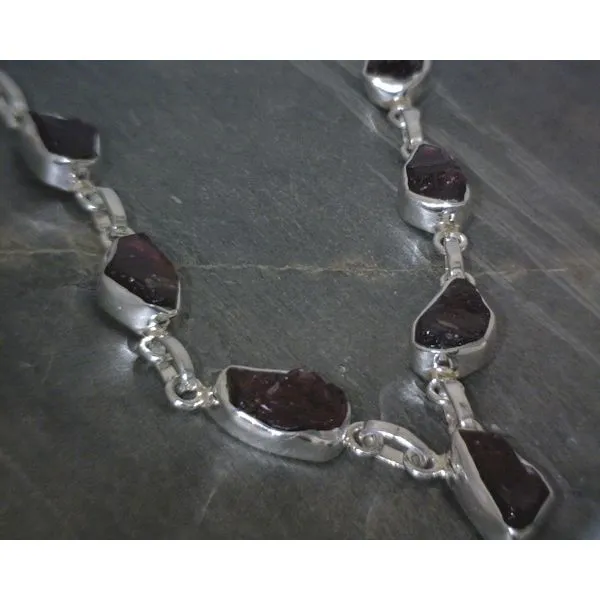 Ss Bz Freeform Raw Garnet Necklace Vulcan's Forge LLC KANSAS CITY, MO