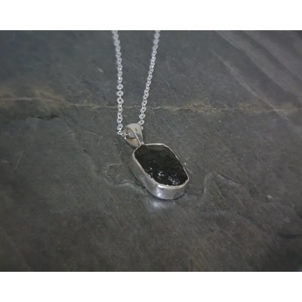 Ss Bz Freeform Raw Moldavite Pendant Necklace Vulcan's Forge LLC KANSAS CITY, MO