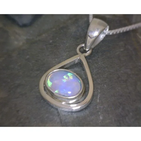SS Cab Oval Lab Opal Necklace Vulcan's Forge LLC KANSAS CITY, MO