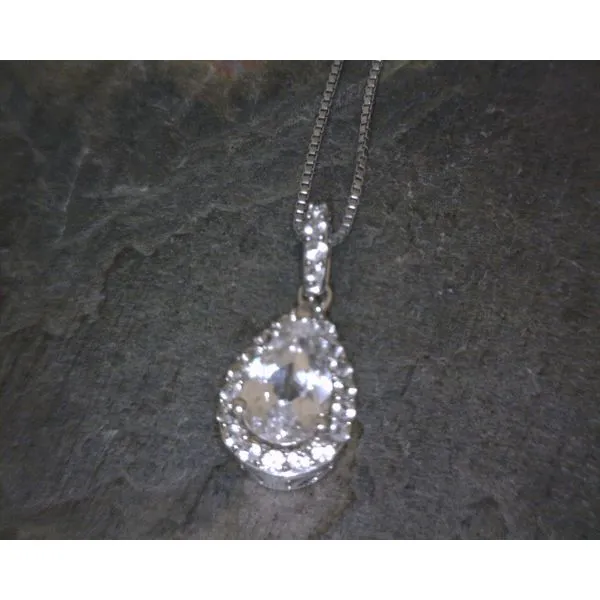 SS  Pear Cr White Sapphire Necklace Vulcan's Forge LLC KANSAS CITY, MO