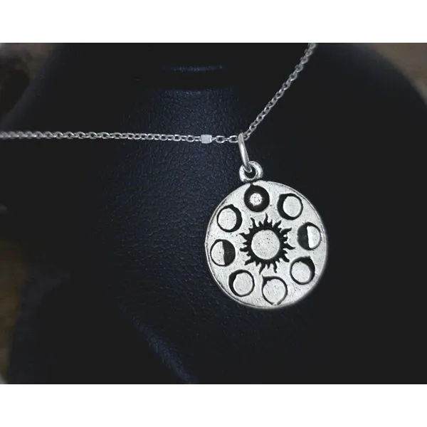 Sterling Moon Phases Disc Necklace Vulcan's Forge LLC Kansas City, MO
