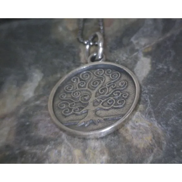 SS Round Curly Branch Tree Necklace 18