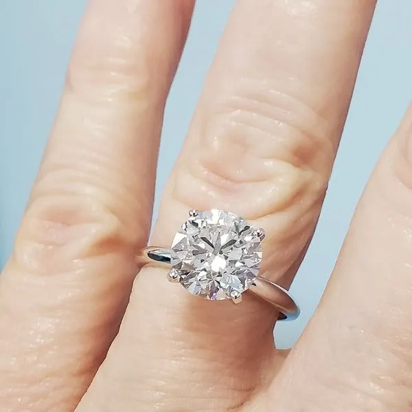14k White Gold Solitaire Engagement Ring w/3.00ct Lab Grown Diamond Image 2 Wallach Jewelry Designs Larchmont, NY