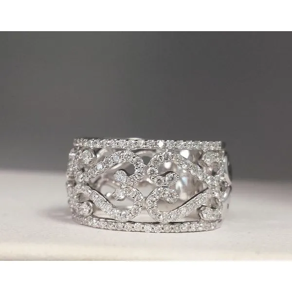 14k White Gold & Diamond Wide Band Wallach Jewelry Designs Larchmont, NY