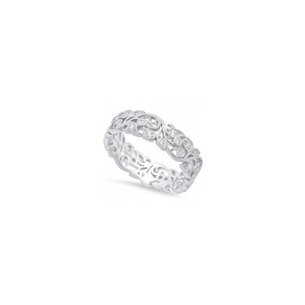 14k White Gold Floral Diamond Band Image 2 Wallach Jewelry Designs Larchmont, NY