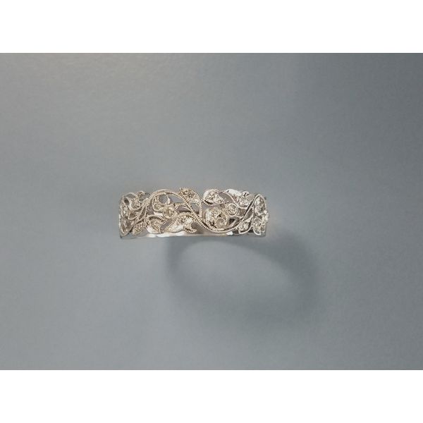 14k White Gold Floral Diamond Band Wallach Jewelry Designs Larchmont, NY