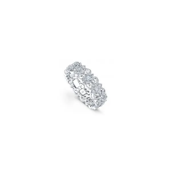 18k & Diamond Openwork Floral Eternity Band Image 2 Wallach Jewelry Designs Larchmont, NY