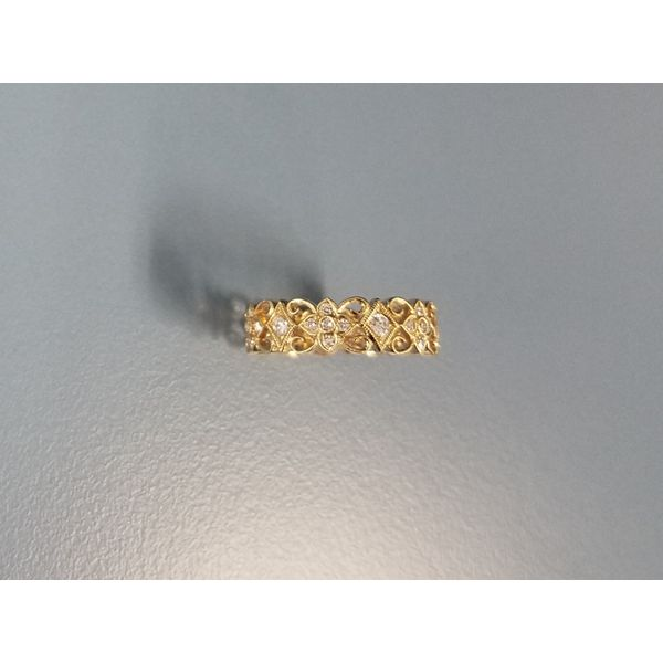 18k & Diamond Openwork Floral Eternity Band Wallach Jewelry Designs Larchmont, NY