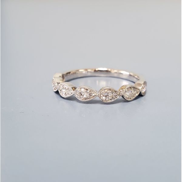 14k White Gold Stack Ring w/Diamonds Wallach Jewelry Designs Larchmont, NY