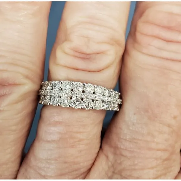 14k White Gold Half-Way Diamond Wedding Band Ring Image 2 Wallach Jewelry Designs Larchmont, NY