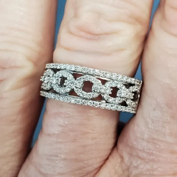 14k White Gold Half-Way Diamond Wedding Band Ring Image 2 Wallach Jewelry Designs Larchmont, NY