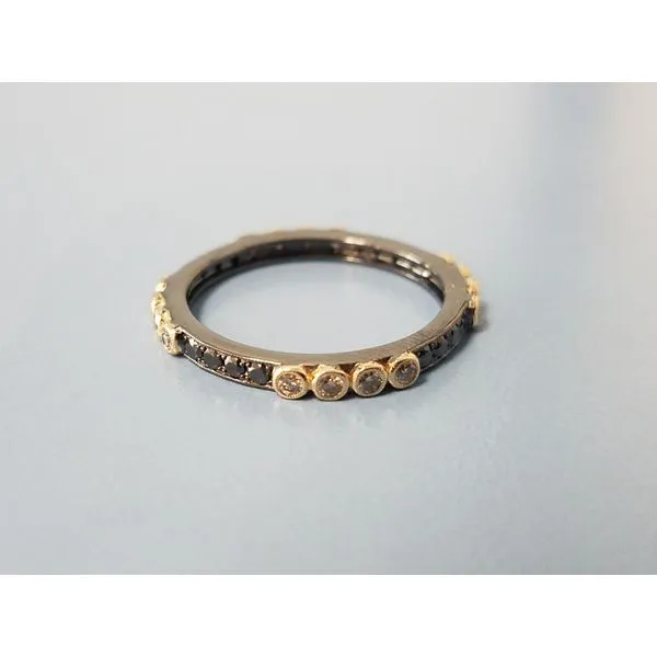 Black Rhodium Band w/Black & Cognac Diamonds Image 2 Wallach Jewelry Designs Larchmont, NY