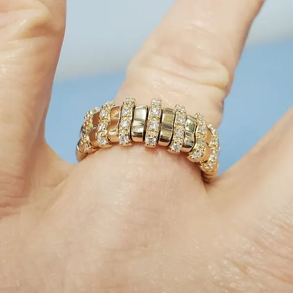 14k Yellow Gold Flexi Ring w/Diamonds Image 2 Wallach Jewelry Designs Larchmont, NY