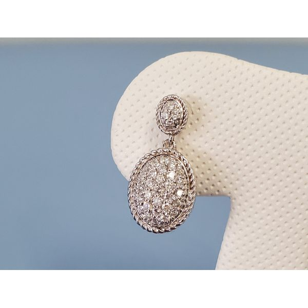 Oval 14k White Gold Diamond Drop Earrings Image 2 Wallach Jewelry Designs Larchmont, NY