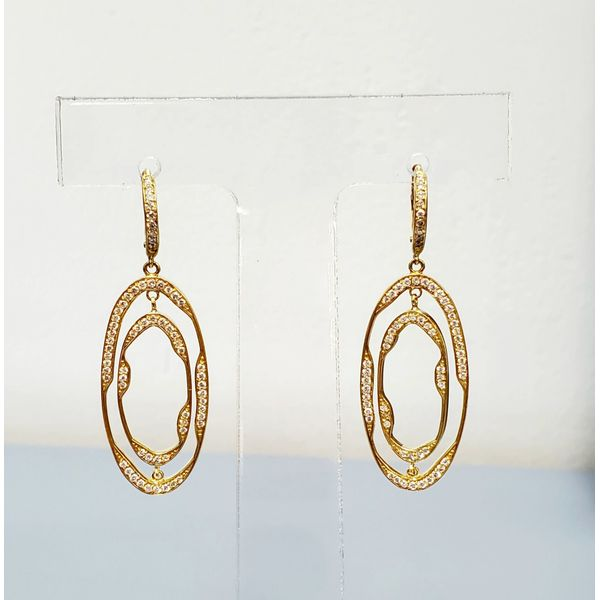 18k Double Oval Drop Earrings w/Diamonds Wallach Jewelry Designs Larchmont, NY