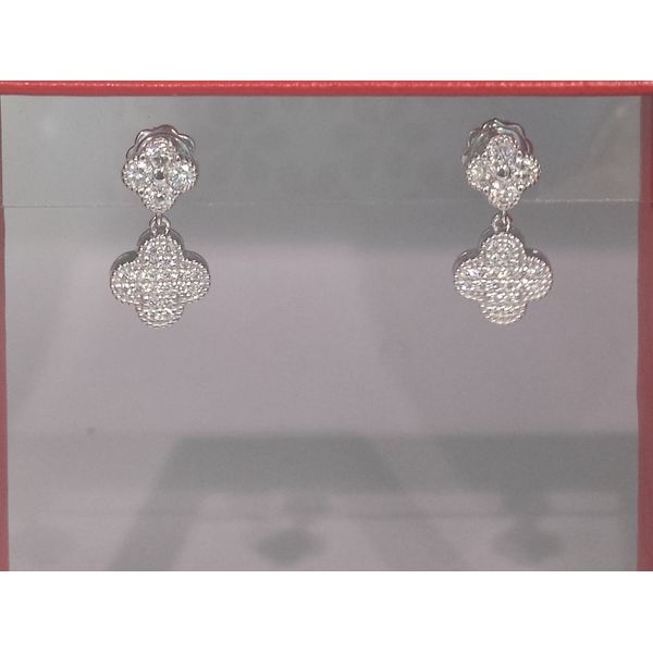 Double Clover Diamond Drop Earrings Wallach Jewelry Designs Larchmont, NY