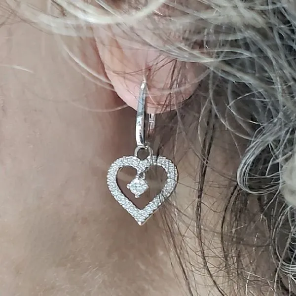 18k Leverbacks w/Diamond Heart Drops Image 2 Wallach Jewelry Designs Larchmont, NY