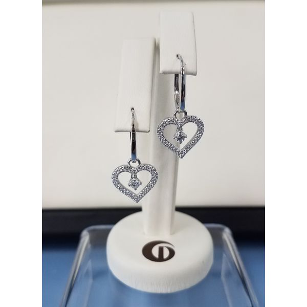 18k Leverbacks w/Diamond Heart Drops Wallach Jewelry Designs Larchmont, NY