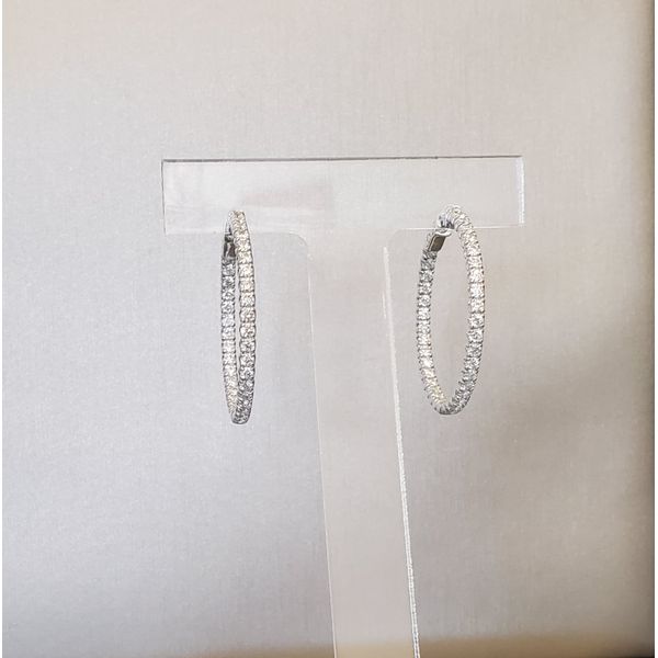 14k White Gold Inside/Outside Diamond Hoop Earrings Wallach Jewelry Designs Larchmont, NY