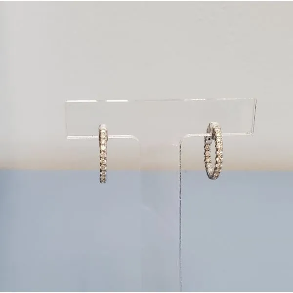 14k White Gold Inside/Outside Hoop Earrings Image 2 Wallach Jewelry Designs Larchmont, NY