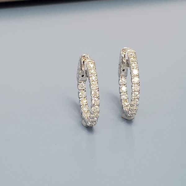 14k White Gold Inside/Outside Hoop Earrings Image 3 Wallach Jewelry Designs Larchmont, NY