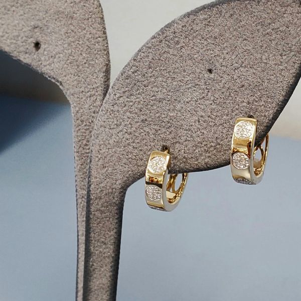 Gold Huggies w/ Pave Diamond Circles Wallach Jewelry Designs Larchmont, NY