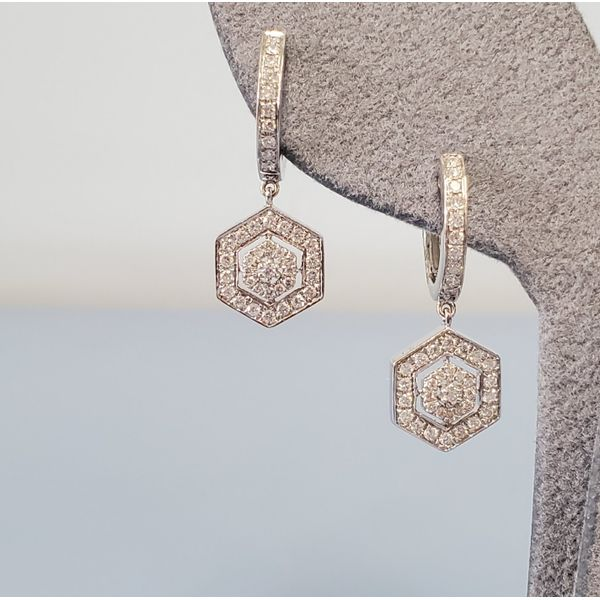 Diamond Earrings w/Hexagon-Shaped Drops Wallach Jewelry Designs Larchmont, NY