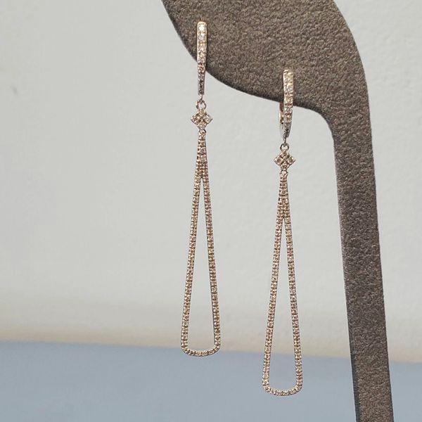 14k White Gold Long Diamond Earrings Wallach Jewelry Designs Larchmont, NY