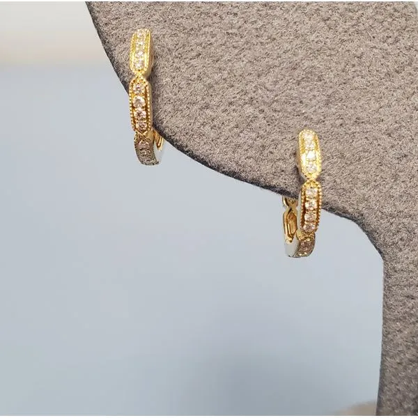 Yellow Gold Diamond Huggies w/Milgrain Wallach Jewelry Designs Larchmont, NY
