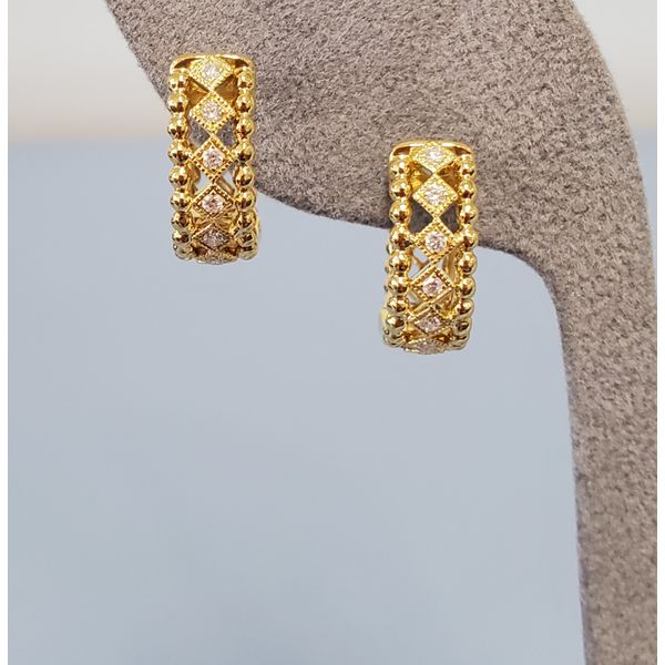 18k Yellow Gold & Diamond Huggies Image 2 Wallach Jewelry Designs Larchmont, NY