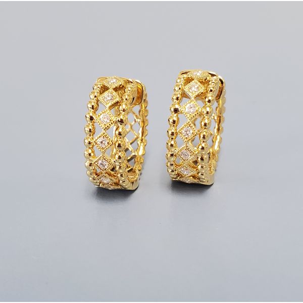 18k Yellow Gold & Diamond Huggies Wallach Jewelry Designs Larchmont, NY