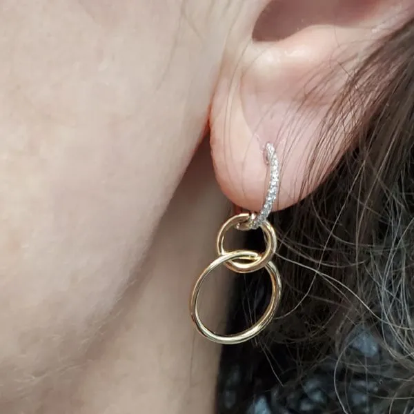Diamond & Gold Circle Earrings Image 4 Wallach Jewelry Designs Larchmont, NY