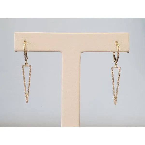 14k Yellow Gold & Diamond Open Triangle Drops Earrings Wallach Jewelry Designs Larchmont, NY