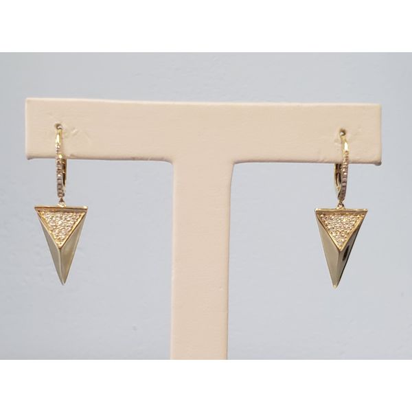 14k Yellow Gold & Diamond Pyramid Drop Earrings Wallach Jewelry Designs Larchmont, NY